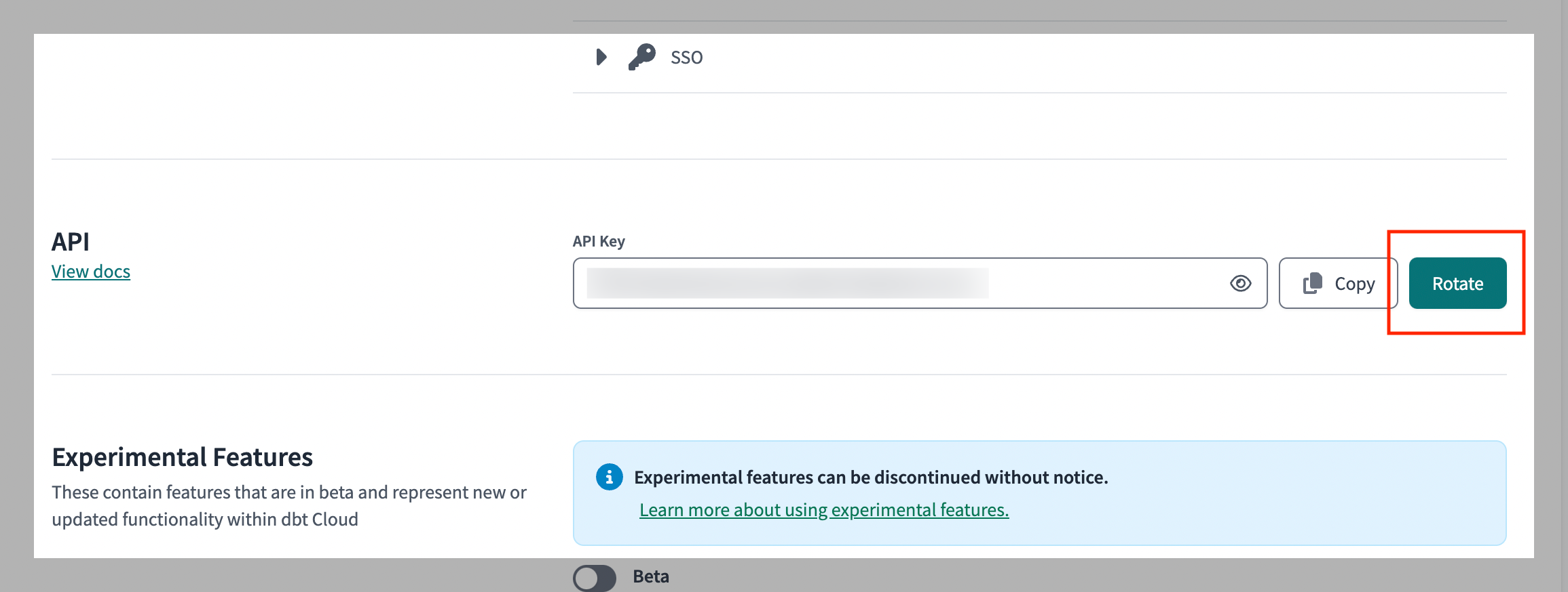 Click the rotate button to generate a new key Click the rotate button to generate a new key